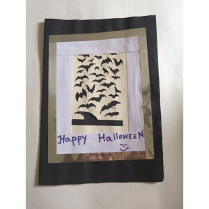 Happy Halloween Paper Craft Yellow and Brown - Handmade Paper Craft